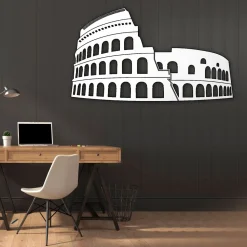 Colosseo Roma - quadro in legno mdf bianco larghezza 1,1 metri