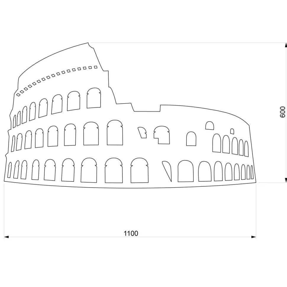 Colosseo Roma - quadro in legno mdf chiaro larghezza 1,1 metri