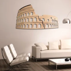 Colosseo Roma - quadro in legno mdf chiaro larghezza 1,1 metri