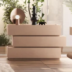 Comò design moderno 3 cassetti componibile finitura Cashmere disponibile in 5 Colori