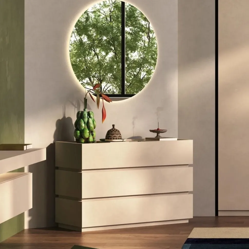 Comò design moderno 3 cassetti componibile finitura Cashmere disponibile in 5 Colori