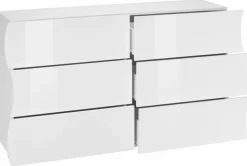 Comò linea Mia 6 cassetti in Bianco lucido