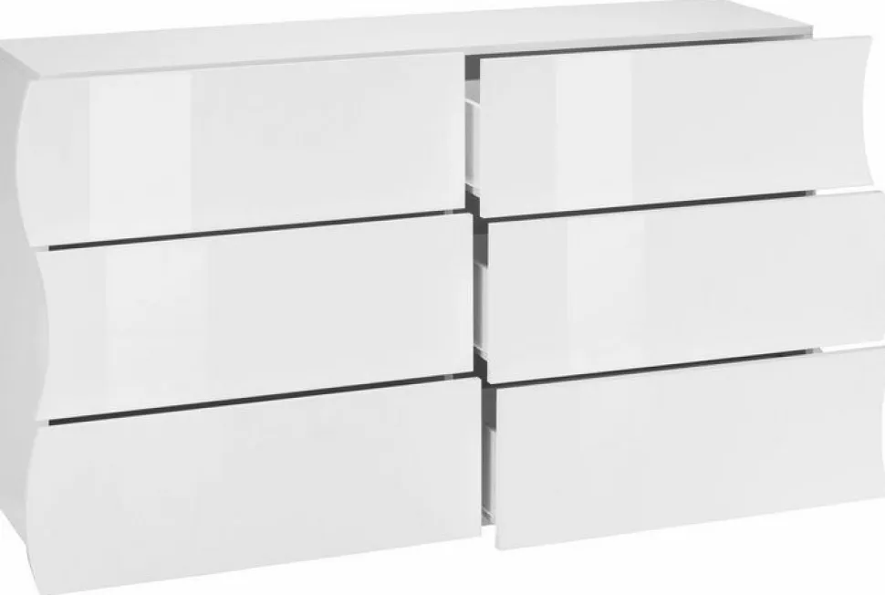 Comò linea Mia 6 cassetti in Bianco lucido