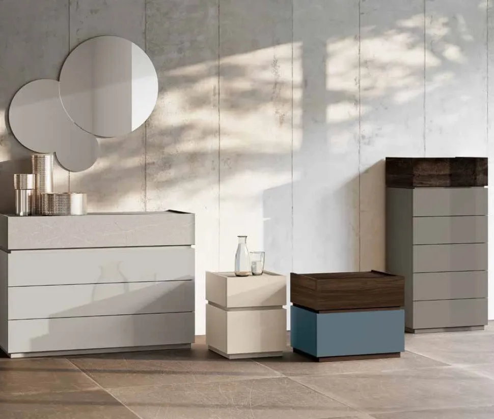 Comò moderno 4 cassetti senza maniglie Idea disponibile in vari colori