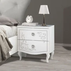 Comodini Lindir a due cassetti linea Essenza in Bianco Frassino