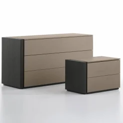 Comodino a 2 cassetti con fianco esterno sp. 5 cm Donald disponibile in vari colori