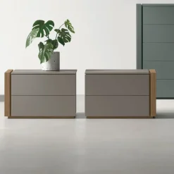 Comodino a 2 cassetti con fianco esterno sp. 5 cm Donald disponibile in vari colori