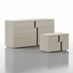 Comodino a 2 cassetti con maniglia a gola Nevada disponibile in 3 misure e vari colori