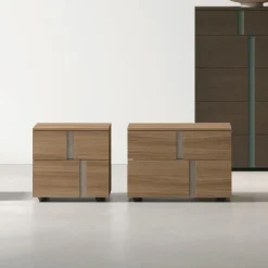 Comodino a 2 cassetti con maniglia a gola Nevada disponibile in 3 misure e vari colori