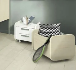 Comodino a 2 cassetti con ruote linea Airone disponibile in 3 misure