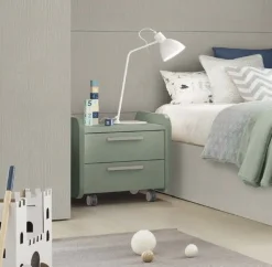 Comodino a 2 cassetti con ruote linea Airone disponibile in 3 misure