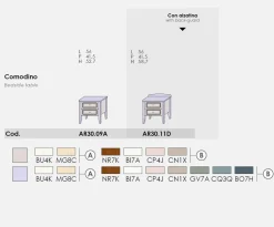 Comodino Baron due cassetti linea Ginevra disponibile in vari colori
