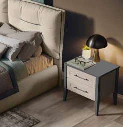 Comodino Baron due cassetti linea Ginevra disponibile in vari colori