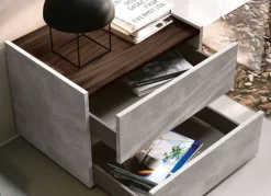 Comodino 2 cassetti con maniglia a gola Grigio Cemento disponibile in vari colori