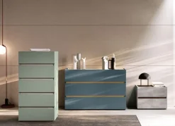 Comodino 2 cassetti con maniglia a gola Grigio Cemento disponibile in vari colori