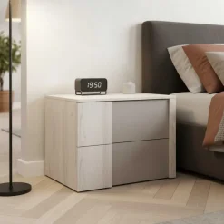 Comodino 2 cassetti con maniglia pannello bicolore 14 mm disponibile in vari colori