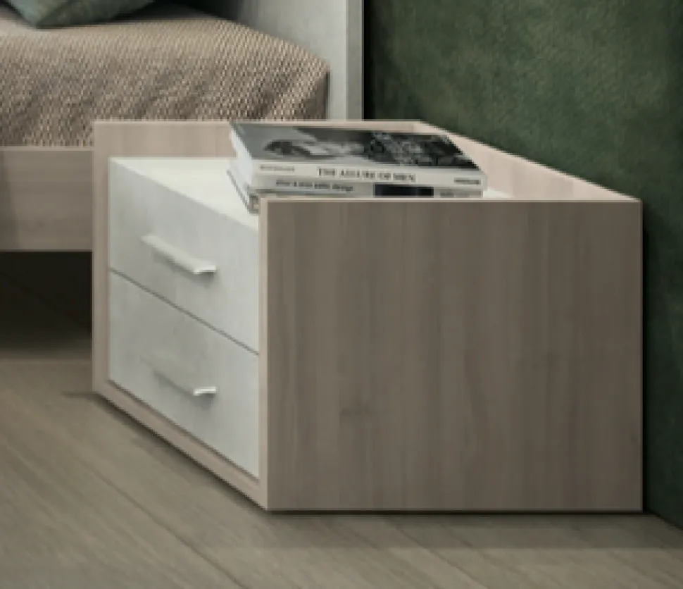 Comodino 2 cassetti Dado linea Volo disponibile in vari colori