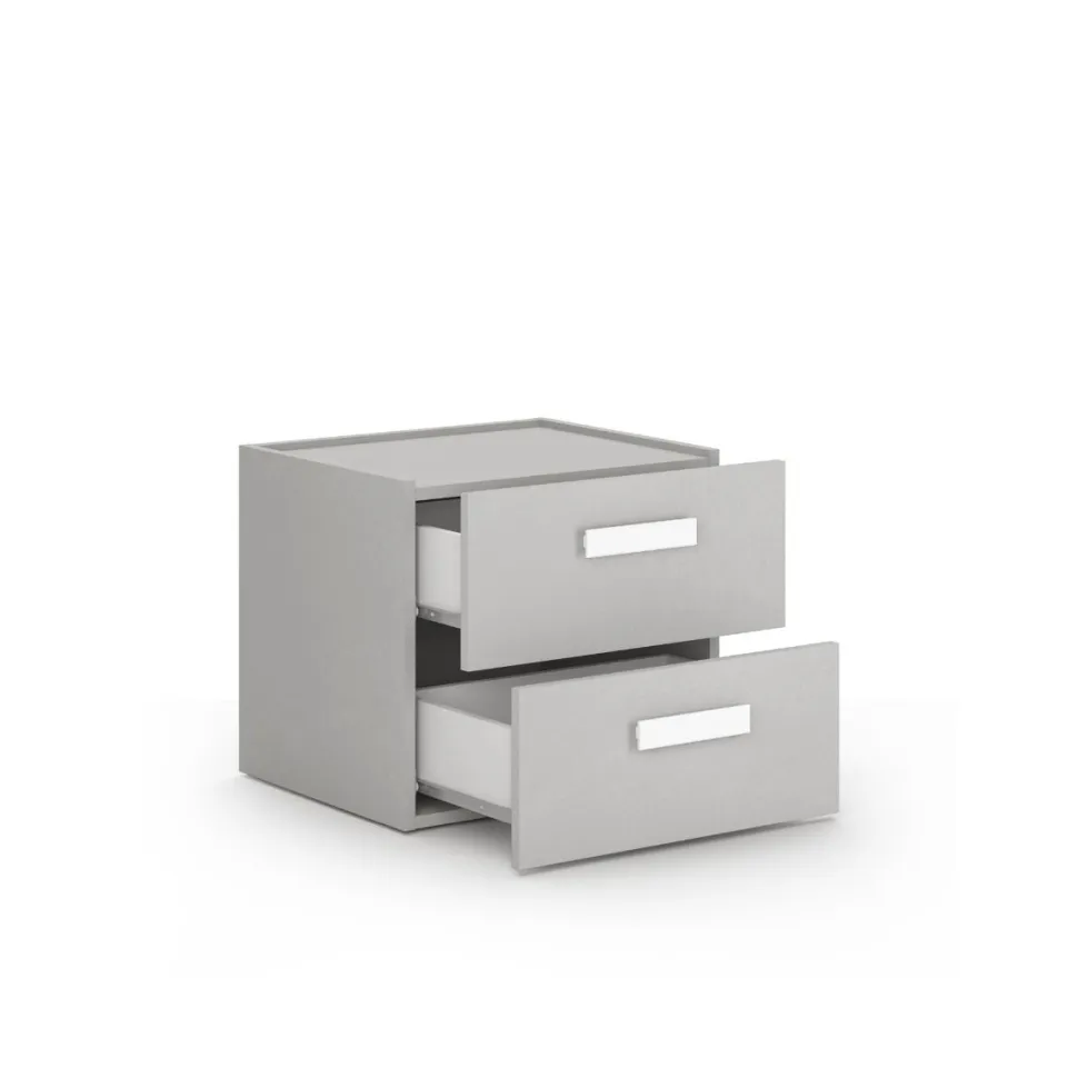 Comodino 2 cassetti per camerette con maniglie sagomate disponibile in 4 colori