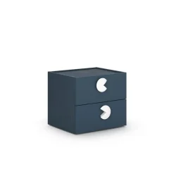 Comodino 2 cassetti per camerette con maniglie sagomate disponibile in 4 colori