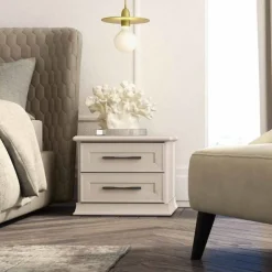 Comodino Clara due cassetti linea Ginevra disponibile in vari colori
