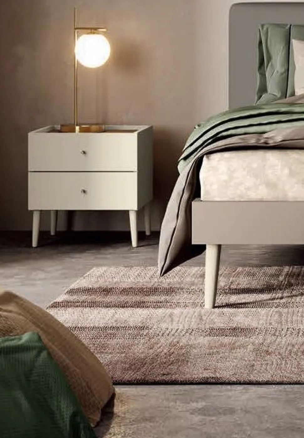 Comodino con 2 cassetti modello Elias Linea Lotto disponibile in 16 colori