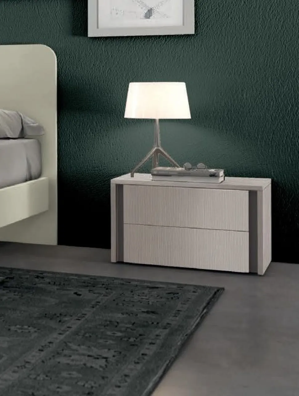 Comodino con 2 cassetti senza maniglia modello Man Linea Lotto disponibile in 16 colori