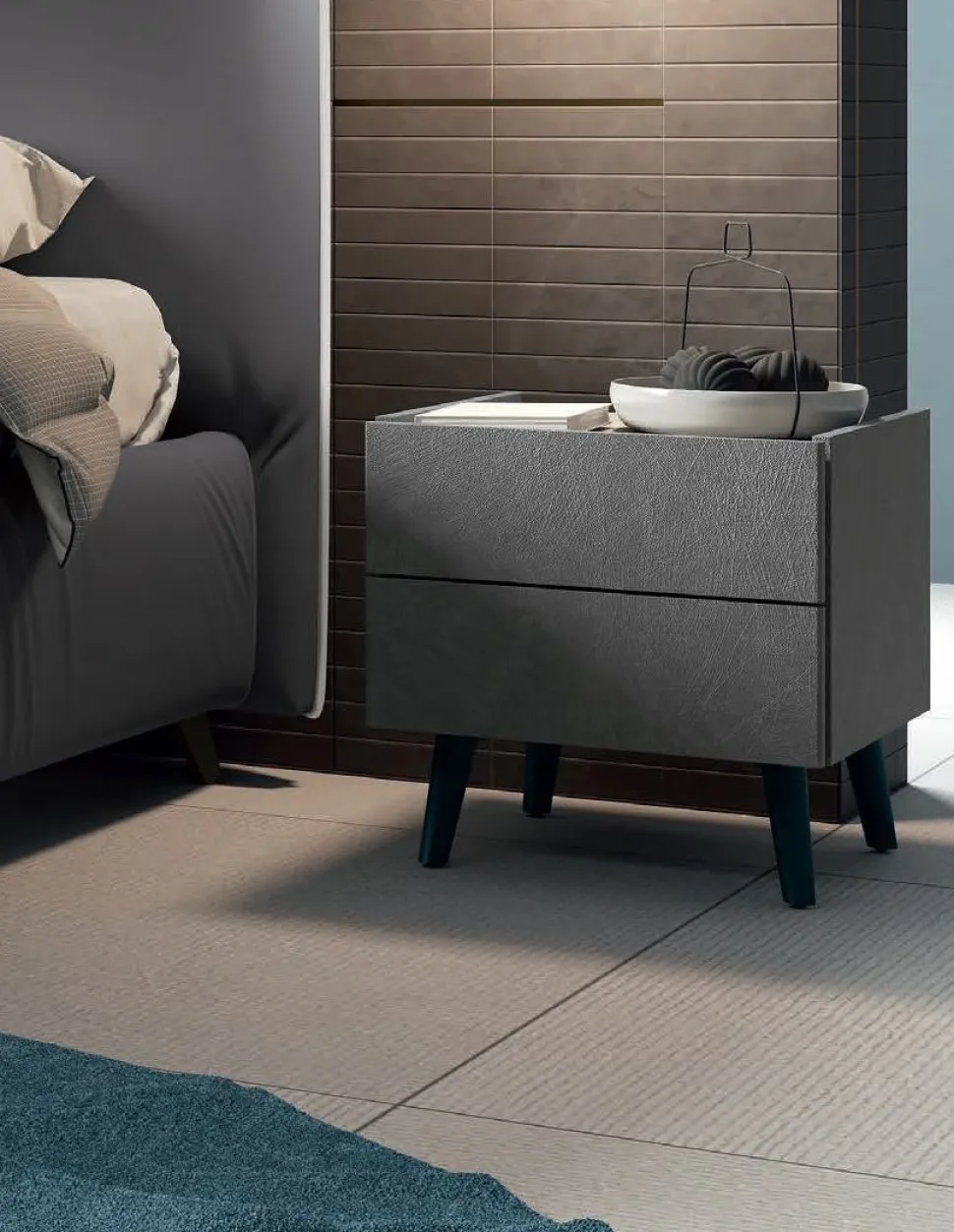 Comodino con 2 cassetti senza maniglia modello Alex Linea Lotto disponibile in 16 colori
