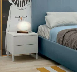 Comodino con presa maniglia laterale 2 cassetti Tundra linea Volo disponibile in vari colori