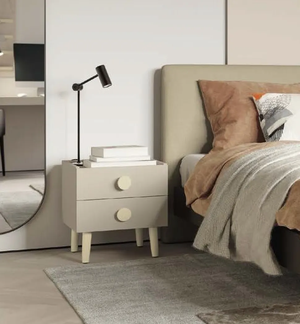 Comodino Cookie a due cassetti linea Airone
