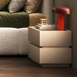 Comodino design moderno 2 cassetti componibile finitura Cashmere disponibile in 5 Colori