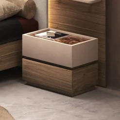 Comodino design moderno 2 cassetti componibile finitura Cashmere disponibile in 5 Colori