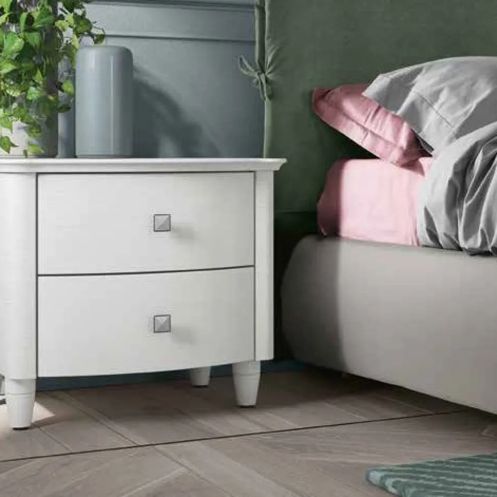 Comodino Itaca due cassetti linea Ginevra disponibile in vari colori
