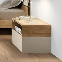 Comodino moderno a 1 cassetto con vano a giorno Box disponibile in vari colori