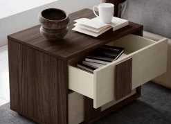 Comodino moderno 2 cassetti con maniglia integrata in MDF disponibile in vari colori