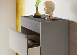 Comodino moderno 2 cassetti con maniglia in Alluminio disponibile in vari colori
