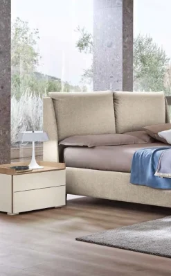 Comodino moderno 2 cassetti con maniglia a gola laterale e top a vassoio disponibile in vari colori May linea Domino