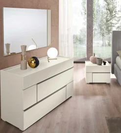 Comodino moderno 2 cassetti con maniglia ergonomica disponibile in vari colori Morgan linea Domino