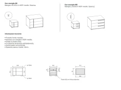 Comodino moderno 2 cassetti con maniglia in MDF Aurora disponibile in vari colori