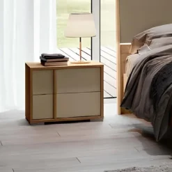 Comodino moderno 2 cassetti con maniglia in MDF Aurora disponibile in vari colori