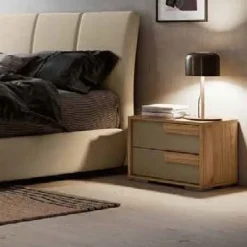 Comodino moderno 2 cassetti con maniglia in MDF Aurora disponibile in vari colori