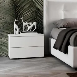 Comodino moderno 2 cassetti senza maniglie Mary disponibile in vari colori