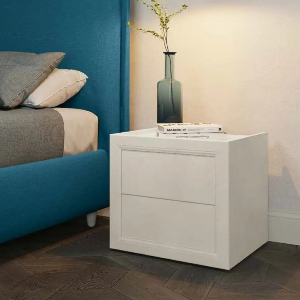 Comodino Oscar due cassetti linea Ginevra disponibile in vari colori
