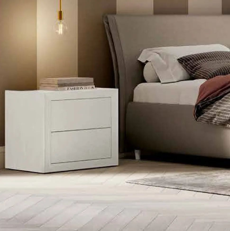 Comodino Oscar due cassetti linea Ginevra disponibile in vari colori