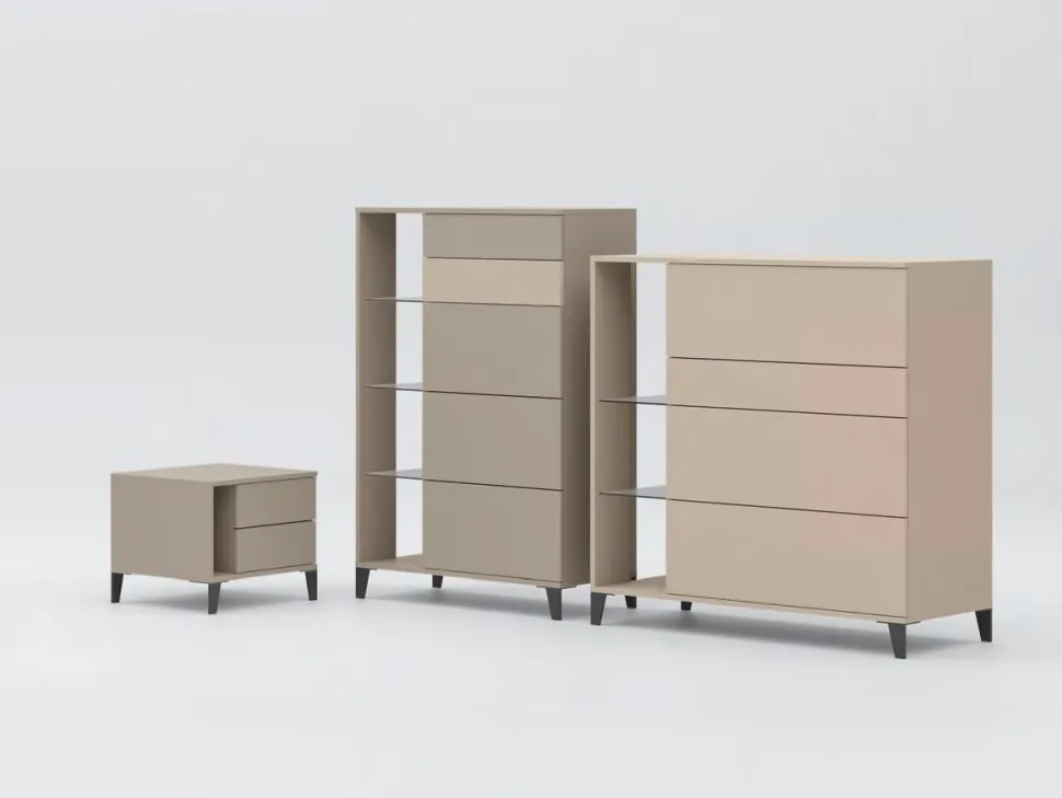 Comodino retrofinito Canapa senza maniglia con piedini in metallo Isabelle disponibile in vari colori