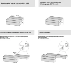 Comodino sospeso componibile 2 cassetti Mix disponibile in varie misure e colori