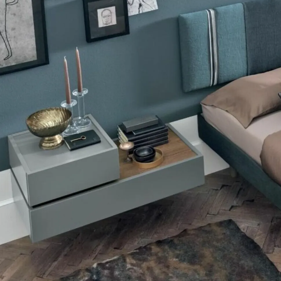Comodino sospeso componibile 2 cassetti Mix disponibile in varie misure e colori