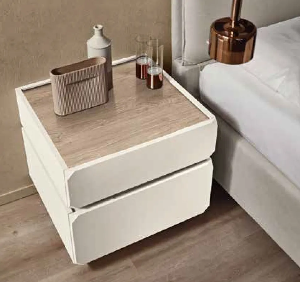 Comodino sospeso moderno 2 cassetti disponibile in vari colori e 2 misure Fergus linea Domino