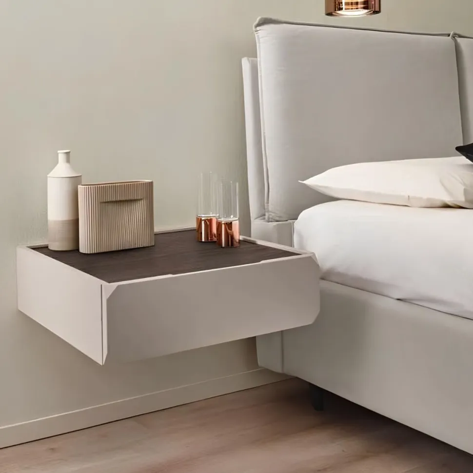 Comodino sospeso moderno 1 cassetto disponibile in vari colori e 2 misure Fergus linea Domino