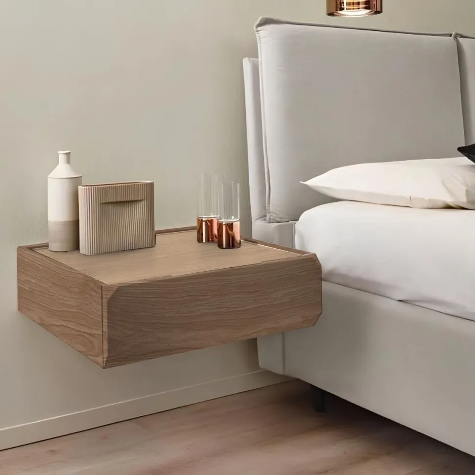 Comodino sospeso moderno 1 cassetto disponibile in vari colori e 2 misure Fergus linea Domino