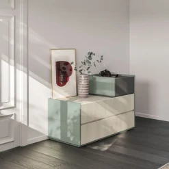 Comò retrofinito con 3 cassetti Logan Linea Lotto disponibile in 20 colori